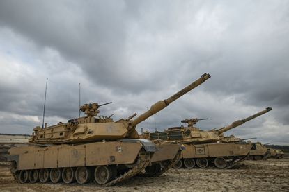 M1 Abrams tanks seen during a training exercise in Europe